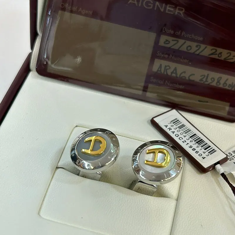 Aigner Lupo Steel & Gold Swiss Grade Men's Fashion Cufflinks- ARAGC2198604